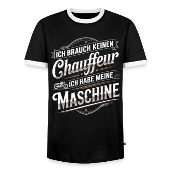Machine instead of chauffeur - Men's Ringer Shirt - black/white - Front - AI Model Female 172 light (172cm) & AI Model Male 178 light (178cm)
