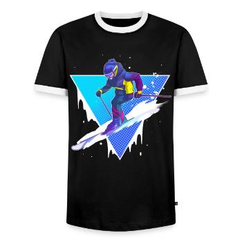 Ski - Men's Ringer Shirt - black/white - Front - AI Model Female 172 light (172cm) & AI Model Male 178 light (178cm)