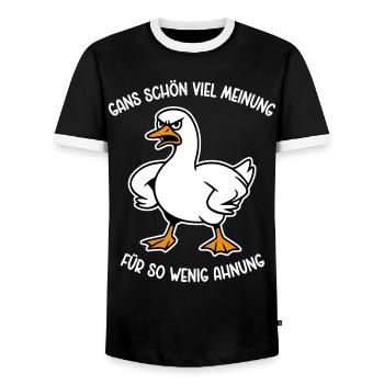 Goose a lot of opinion for so little idea - Men's Ringer Shirt - black/white - Front - AI Model Female 172 light (172cm) & AI Model Male 178 light (178cm)