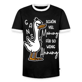 Goose a lot of opinion for so little idea - Men's Ringer Shirt - black/white - Front - AI Model Female 172 light (172cm) & AI Model Male 178 light (178cm)