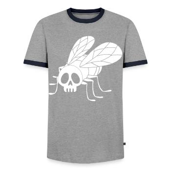 Crâne de mouche (blanc) - T-shirt contrasté Homme - gris/marine  - Devant - AI Model Female 172 light (172cm) & AI Model Male 178 light (178cm)