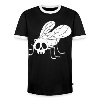 Fly Skull (weiß) - Männer Kontrast-T-Shirt - Schwarz/Weiß - Vorne - AI Model Female 172 light (172cm) & AI Model Male 178 light (178cm)