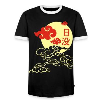 Coucher de soleil japonais - T-shirt contrasté Homme - noir/blanc - Devant - AI Model Female 172 light (172cm) & AI Model Male 178 light (178cm)
