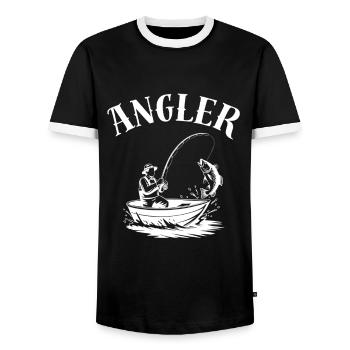 Angler Shirt for Birthday - Men's Ringer Shirt - black/white - Front - AI Model Female 172 light (172cm) & AI Model Male 178 light (178cm)