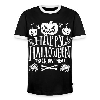 Haunted Pumpkins Trick or Treat - Men's Ringer Shirt - black/white - Front - AI Model Female 172 light (172cm) & AI Model Male 178 light (178cm)