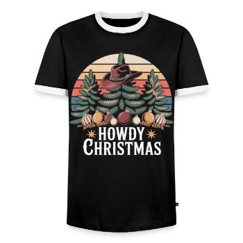 Salut Noël – Cowboy Weihnachten - T-shirt contrasté Homme - noir/blanc - Devant - AI Model Female 172 light (172cm) & AI Model Male 178 light (178cm)