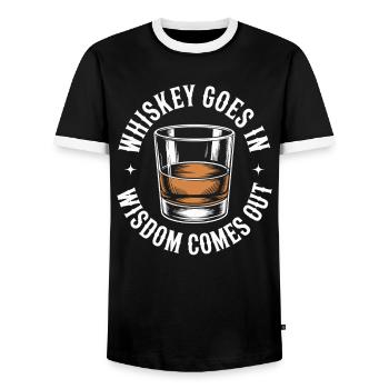 Le whisky entre, la sagesse sort - T-shirt contrasté Homme - noir/blanc - Devant - AI Model Female 172 light (172cm) & AI Model Male 178 light (178cm)