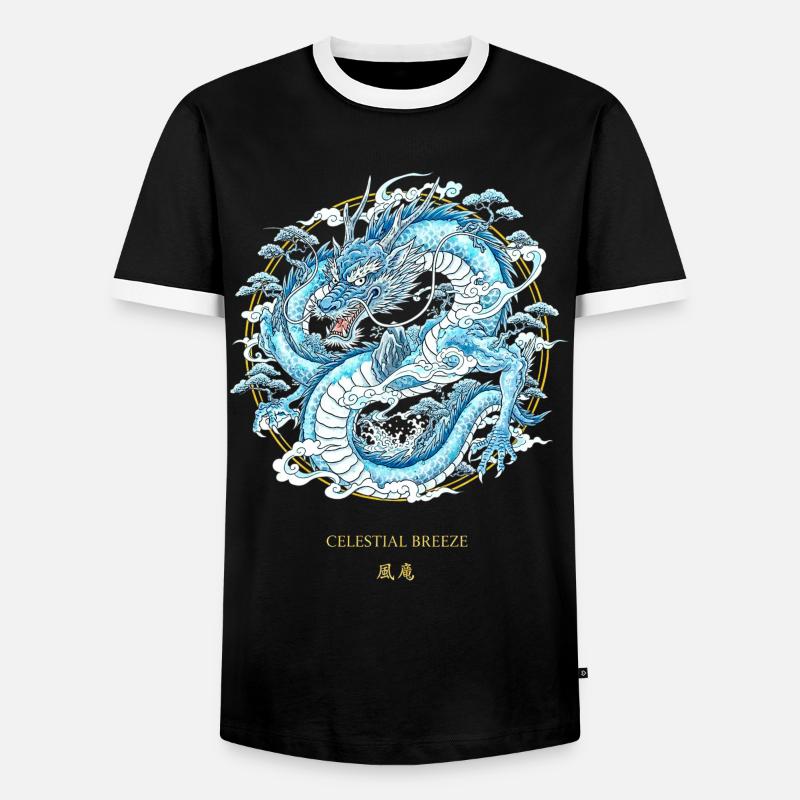 Celestial Breeze Himmlischer Winddrache - Männer Kontrast-T-Shirt - Schwarz/Weiß