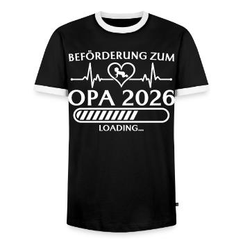 Promotion à Papy 2026 invite - T-shirt contrasté Homme - noir/blanc - Devant - AI Model Female 172 light (172cm) & AI Model Male 178 light (178cm)