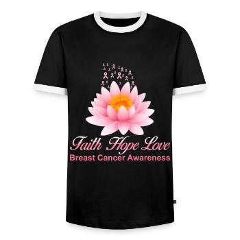 T-shirt de sensibilisation Cancer Faith Hope Love - T-shirt contrasté Homme - noir/blanc - Devant - AI Model Female 172 light (172cm) & AI Model Male 178 light (178cm)
