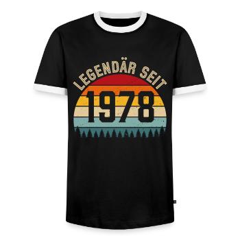 Légendaire depuis 1978 – Né en 1978 - T-shirt contrasté Homme - noir/blanc - Devant - AI Model Female 172 light (172cm) & AI Model Male 178 light (178cm)