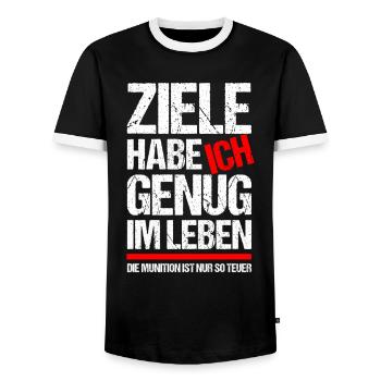 Goals in Life Gamer Saying - Men's Ringer Shirt - black/white - Front - AI Model Female 172 light (172cm) & AI Model Male 178 light (178cm)