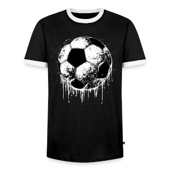 Football Ballon Football - T-shirt contrasté Homme - noir/blanc - Devant - AI Model Female 172 light (172cm) & AI Model Male 178 light (178cm)