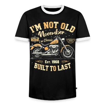 Voiture de collection construite en 1968 Born Vintage Birthday - T-shirt contrasté Homme - noir/blanc - Devant - AI Model Female 172 light (172cm) & AI Model Male 178 light (178cm)