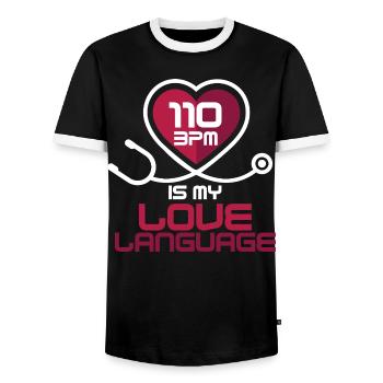 CPR instructor resuscitation emergency doctor - Men's Ringer Shirt - black/white - Front - AI Model Female 172 light (172cm) & AI Model Male 178 light (178cm)