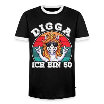 50. Geburtstag 50er 50ter Digga Ich bin 50 Jahre - Männer Kontrast-T-Shirt - Schwarz/Weiß - Vorne - AI Model Female 172 light (172cm) & AI Model Male 178 light (178cm)