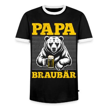 Le futur papa PAPA BRAUBÄR Drôle - T-shirt contrasté Homme - noir/blanc - Devant - AI Model Female 172 light (172cm) & AI Model Male 178 light (178cm)
