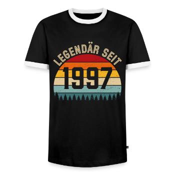 Légendaire depuis 1997 – Né en 1997 - T-shirt contrasté Homme - noir/blanc - Devant - AI Model Female 172 light (172cm) & AI Model Male 178 light (178cm)
