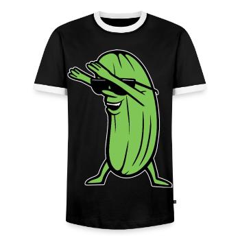 Dabbende Gurke Dabbing Dab Dance Hip-Hop Tanz Pose - Männer Kontrast-T-Shirt - Schwarz/Weiß - Vorne - AI Model Female 172 light (172cm) & AI Model Male 178 light (178cm)