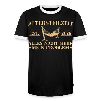 Retraite partielle 2026 collègue de travail retraite anticipée - T-shirt contrasté Homme - noir/blanc - Devant - AI Model Female 172 light (172cm) & AI Model Male 178 light (178cm)