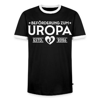 Schwangerschaftsverkündung 2026 Werdender Uropa - Männer Kontrast-T-Shirt - Schwarz/Weiß - Vorne - AI Model Female 172 light (172cm) & AI Model Male 178 light (178cm)