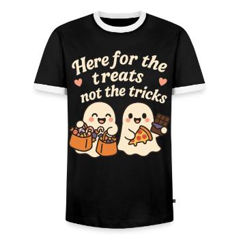 Ici pour les friandises, pas pour les tours Halloween - T-shirt contrasté Homme - noir/blanc - Devant - AI Model Female 172 light (172cm) & AI Model Male 178 light (178cm)