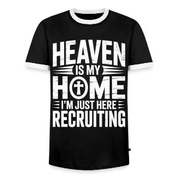Himmel Ist Mein Zuhause Jesus Kreuz Christlich - Männer Kontrast-T-Shirt - Schwarz/Weiß - Vorne - AI Model Female 172 light (172cm) & AI Model Male 178 light (178cm)