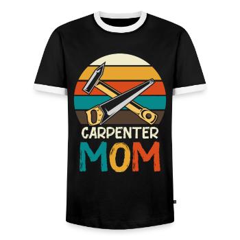 Carpenter Mother Retro Tool - Men's Ringer Shirt - black/white - Front - AI Model Female 172 light (172cm) & AI Model Male 178 light (178cm)