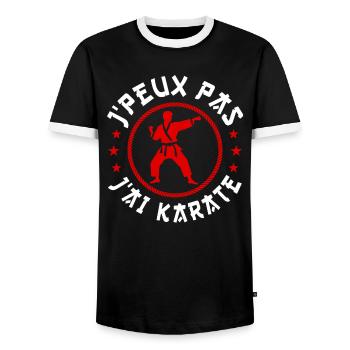 Ich kann nicht Karate haben - Männer Kontrast-T-Shirt - Schwarz/Weiß - Vorne - AI Model Female 172 light (172cm) & AI Model Male 178 light (178cm)