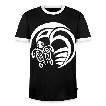 Weiße Schildkröte und Ozean - Männer Kontrast-T-Shirt - Schwarz/Weiß - Vorne - AI Model Female 172 light (172cm) & AI Model Male 178 light (178cm)