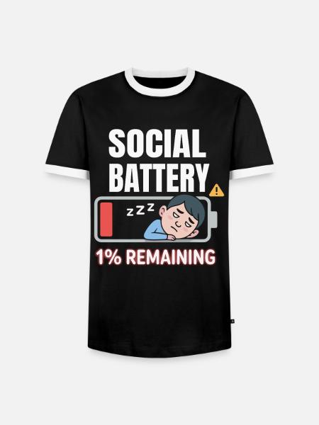 Soziale Batterie 1% Rest - Männer Kontrast-T-Shirt - Schwarz/Weiß