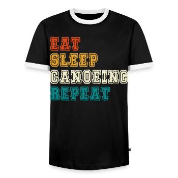 Manger dormir canoë répéter Bloc de couleur - T-shirt contrasté Homme - noir/blanc - Devant - AI Model Female 172 light (172cm) & AI Model Male 178 light (178cm)