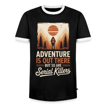 Sunset Walker Adventure Trail - Men's Ringer Shirt - black/white - Front - AI Model Female 172 light (172cm) & AI Model Male 178 light (178cm)