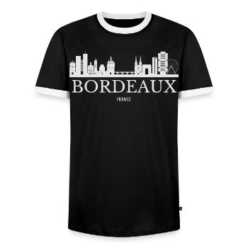Silhouette de Bordeaux, Bordeaux France - T-shirt contrasté Homme - noir/blanc - Devant - AI Model Female 172 light (172cm) & AI Model Male 178 light (178cm)