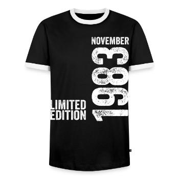 Novembre 1983 Édition Limitée Novembre 1983 - T-shirt contrasté Homme - noir/blanc - Devant - AI Model Female 172 light (172cm) & AI Model Male 178 light (178cm)