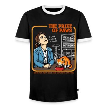 The Price of Paws - Men's Ringer Shirt - black/white - Front - AI Model Female 172 light (172cm) & AI Model Male 178 light (178cm)