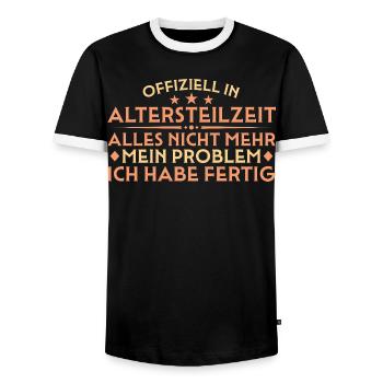 Retraite partielle Adieu collègue de travail Retraite anticipée - T-shirt contrasté Homme - noir/blanc - Devant - AI Model Female 172 light (172cm) & AI Model Male 178 light (178cm)