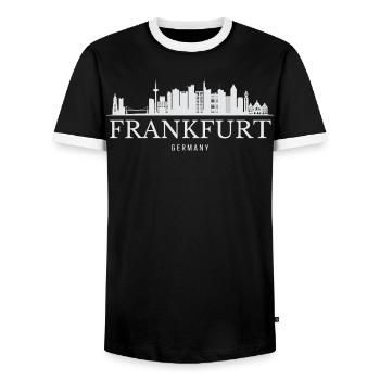 Frankfurter Skyline, Frankfurt Deutschland - Männer Kontrast-T-Shirt - Schwarz/Weiß - Vorne - AI Model Female 172 light (172cm) & AI Model Male 178 light (178cm)