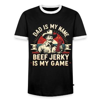 Viande séchée de bœuf séchée Biltong Pemmican Father - T-shirt contrasté Homme - noir/blanc - Devant - AI Model Female 172 light (172cm) & AI Model Male 178 light (178cm)