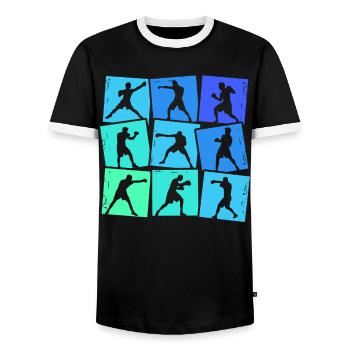 Boxer Boxing Kids Men Boys - Men's Ringer Shirt - black/white - Front - AI Model Female 172 light (172cm) & AI Model Male 178 light (178cm)