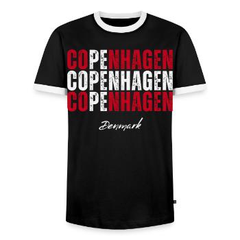 Copenhague Danemark, souvenir de Copenhague - T-shirt contrasté Homme - noir/blanc - Devant - AI Model Female 172 light (172cm) & AI Model Male 178 light (178cm)