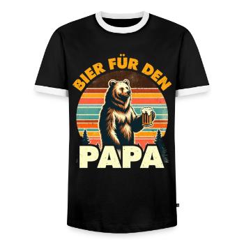 Father-to-be BEER FOR DAD Funny - Men's Ringer Shirt - black/white - Front - AI Model Female 172 light (172cm) & AI Model Male 178 light (178cm)