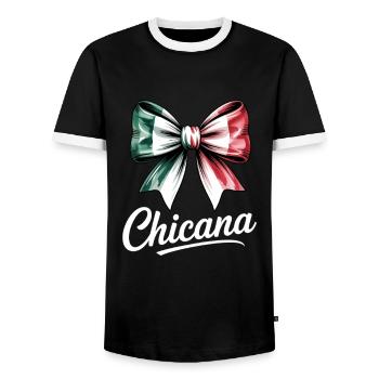Chicana Bow Italy Flag Design - Men's Ringer Shirt - black/white - Front - AI Model Female 172 light (172cm) & AI Model Male 178 light (178cm)