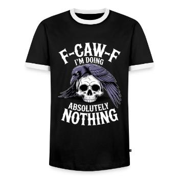 F-GAW-F Absolument rien Crâne Corbeau - T-shirt contrasté Homme - noir/blanc - Devant - AI Model Female 172 light (172cm) & AI Model Male 178 light (178cm)