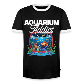 Fish Breeder Aquarist Fish Farming Aquarium Addict - Men's Ringer Shirt - black/white - Front - AI Model Female 172 light (172cm) & AI Model Male 178 light (178cm)