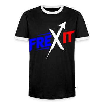 Frexit Blue White Red - Men's Ringer Shirt - black/white - Front - AI Model Female 172 light (172cm) & AI Model Male 178 light (178cm)