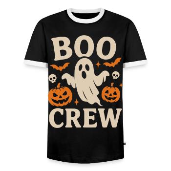 Boo Crew Halloween  - Männer Kontrast-T-Shirt - Schwarz/Weiß - Vorne - AI Model Female 172 light (172cm) & AI Model Male 178 light (178cm)
