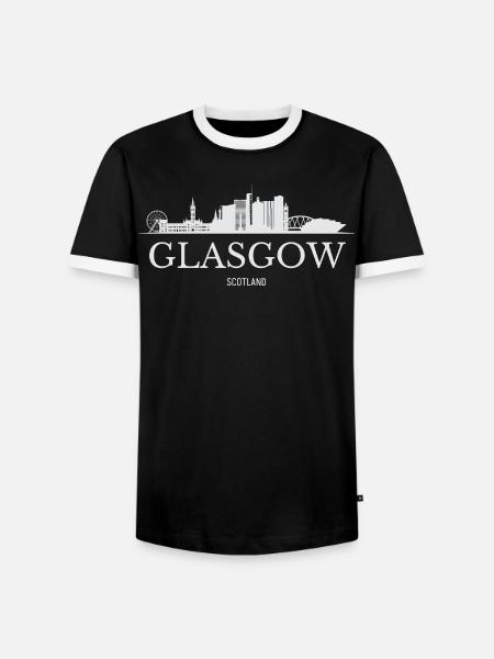 Glasgow Skyline, Glasgow, Schottland - Männer Kontrast-T-Shirt - Schwarz/Weiß