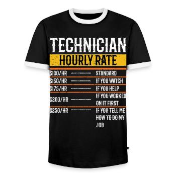 Technicien Taux horaire Technicien de maintenance Tech - T-shirt contrasté Homme - noir/blanc - Devant - AI Model Female 172 light (172cm) & AI Model Male 178 light (178cm)