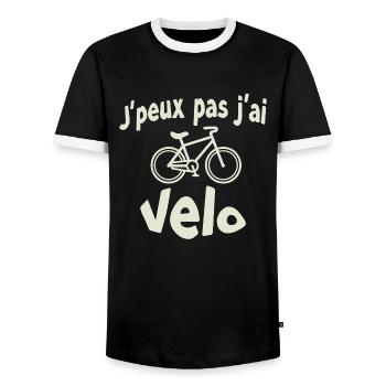 J’peux pas j’ai vélo - T-shirt contrasté Homme - noir/blanc - Devant - AI Model Female 172 light (172cm) & AI Model Male 178 light (178cm)